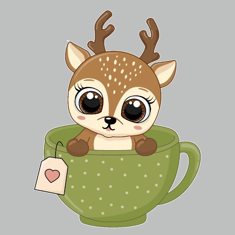 Rehkitz im Teebecher Lustig Wald Tee trinker