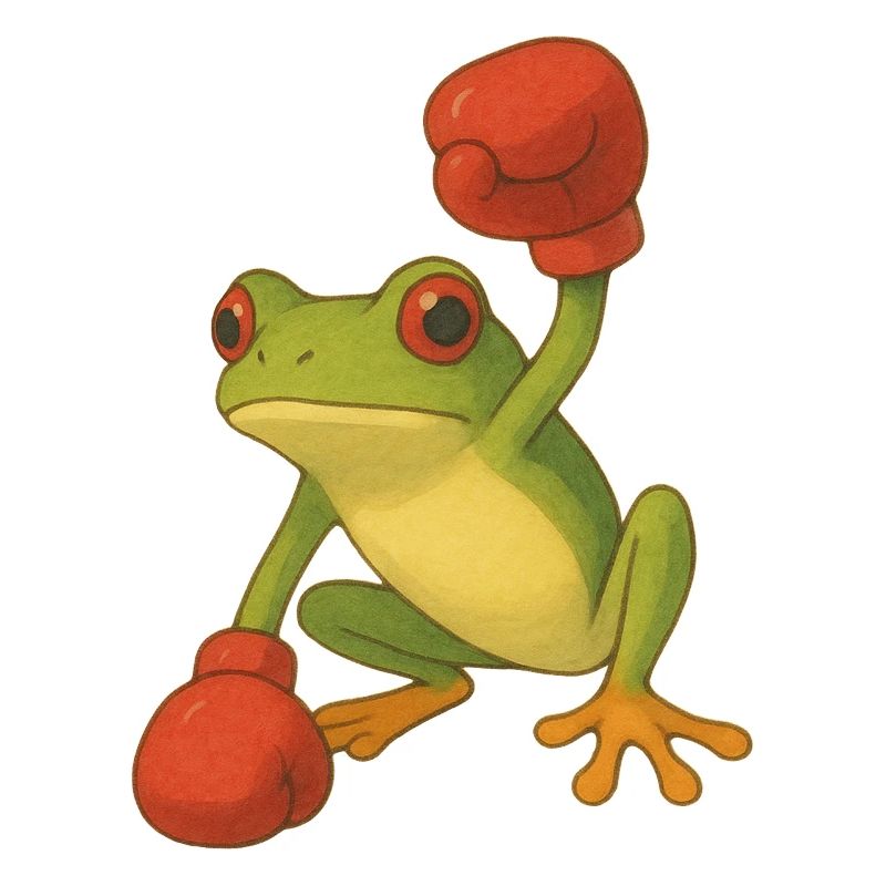 Frosch mit Boxhandschuhen