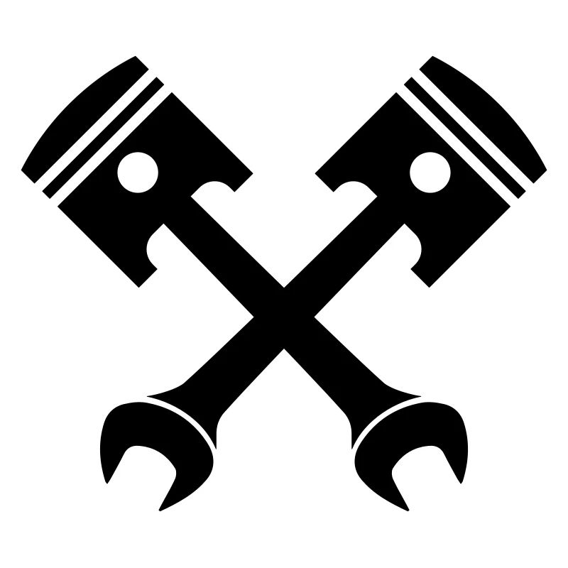 Crossed piston key emblem