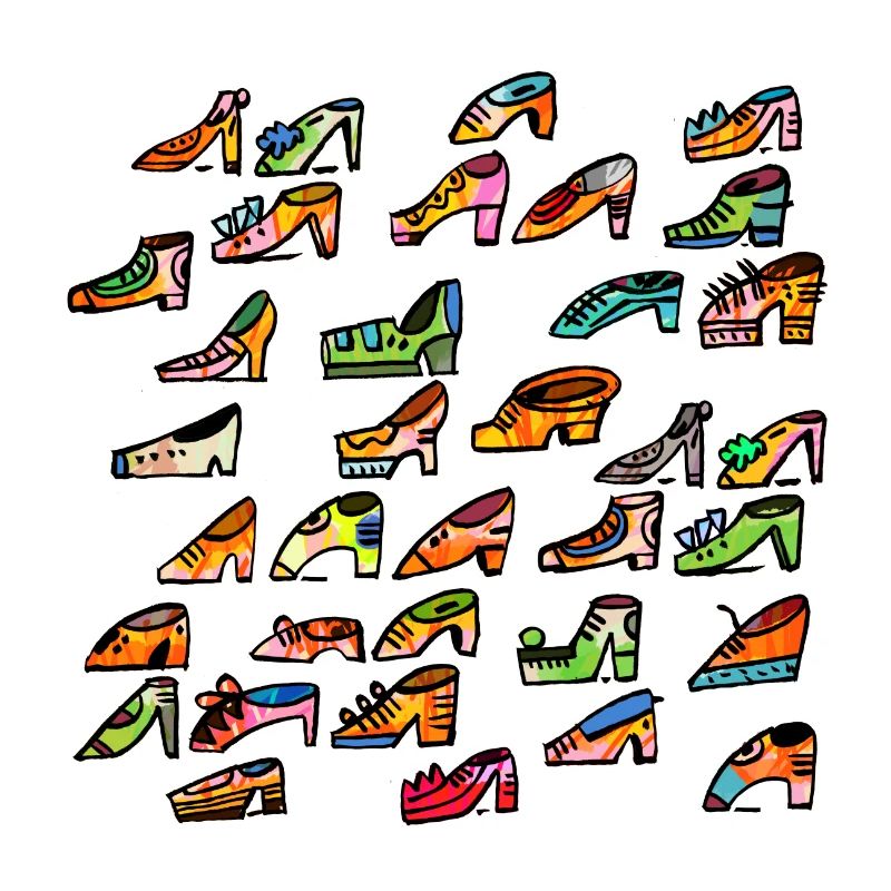 Bunte Schuhvielfalt Muster