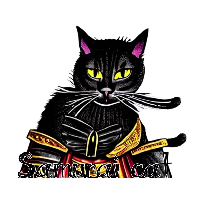 Samurai-Katze mit Goldrüstung