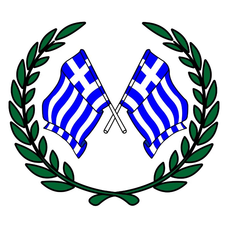 Drapeaux de la Grèce en couronne de laurier