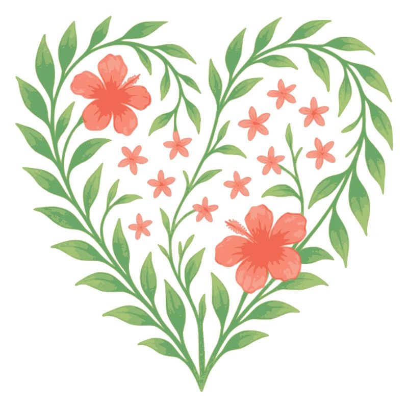 Coeur de fleur avec de délicates fleurs rouges