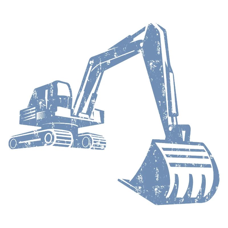 Excavator Silhouette Construction Worker Grunge Design