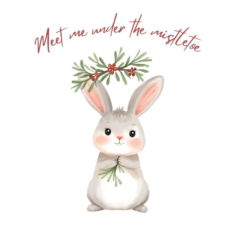 Lapin sous gui Conception de Noël