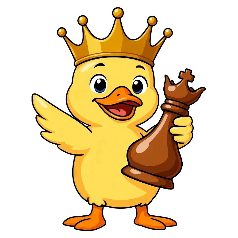Funny Duck Chess Player King Queen Cartoon