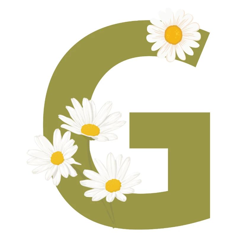 Buchstabe g grüne Gänseblümchen