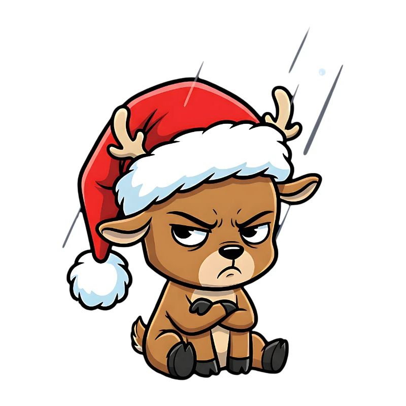 Funny Grumpy Reindeer Christmas Comic Motif
