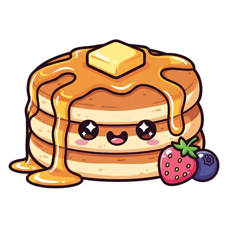 Kawaii-Sirup-Pfannkuchen mit Beeren