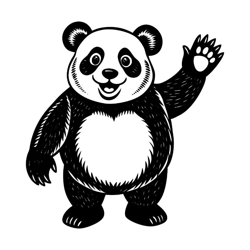 Panda winkt Hallo