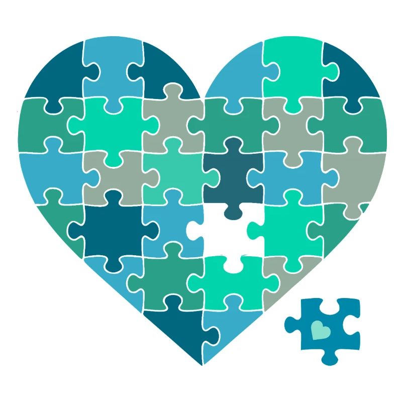 Puzzleherz Blaugrün