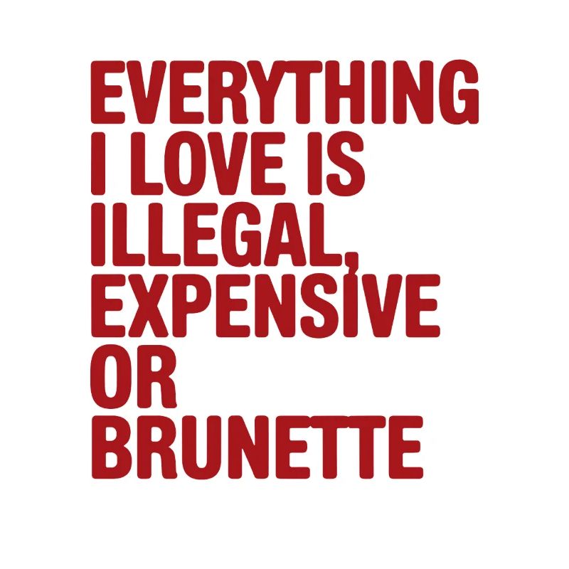 Everything I Love Is Illegal Expensive Or Brunette