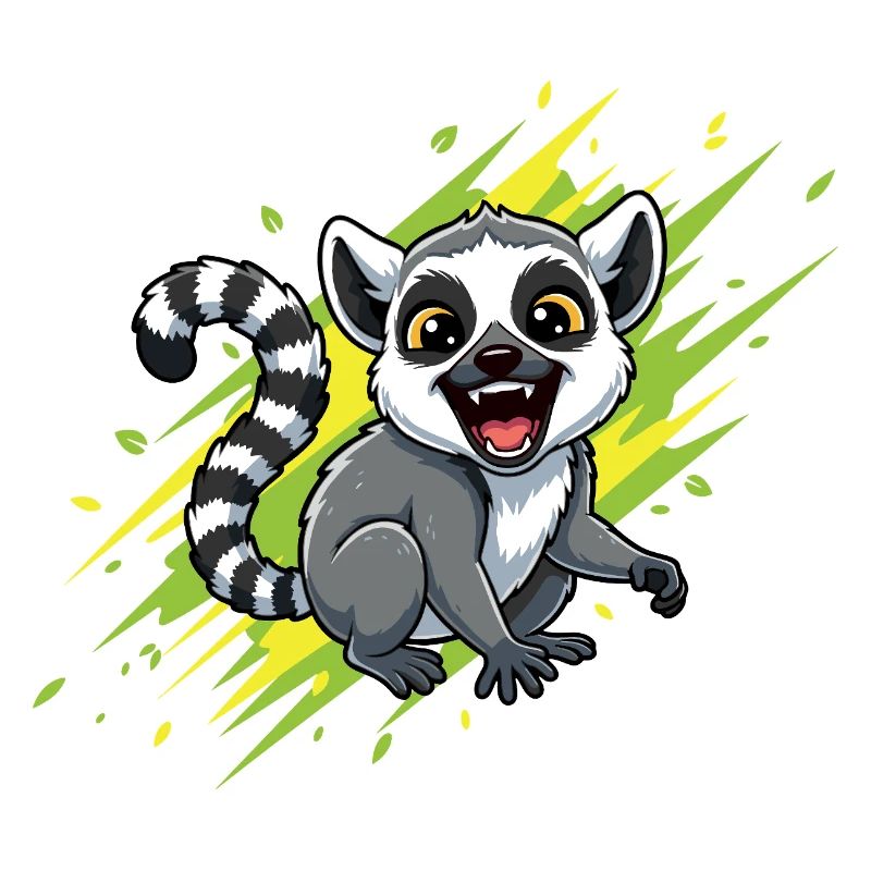 Fröhlicher Lemur mit Strahlenhintergrund