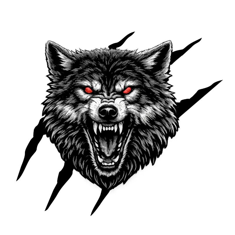 Blutrote Wolfsgesicht