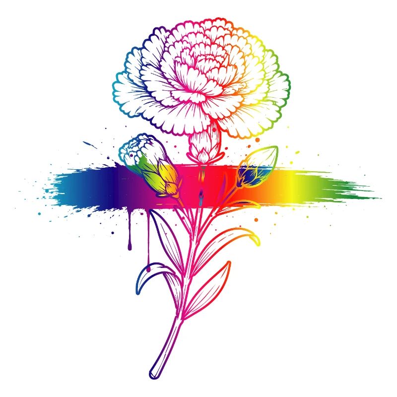Rainbow Carnation Neon Gradient Art