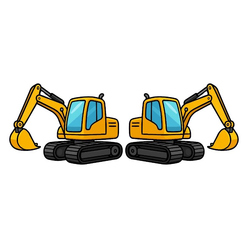 Silhouette de machine de construction double