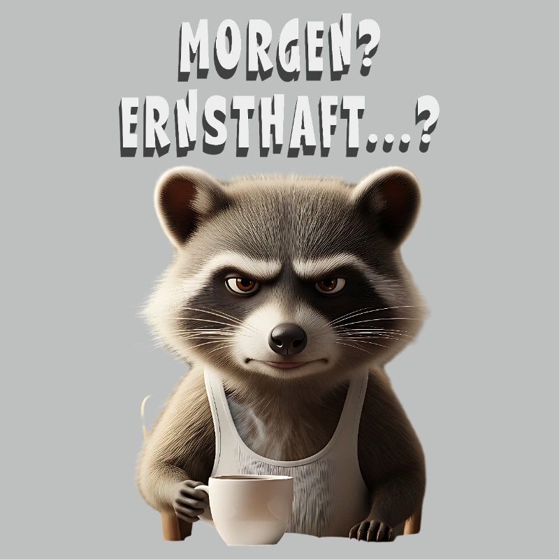 Mürrischer Waschbär Mit Kaffee Spruch Morgenmuffel
