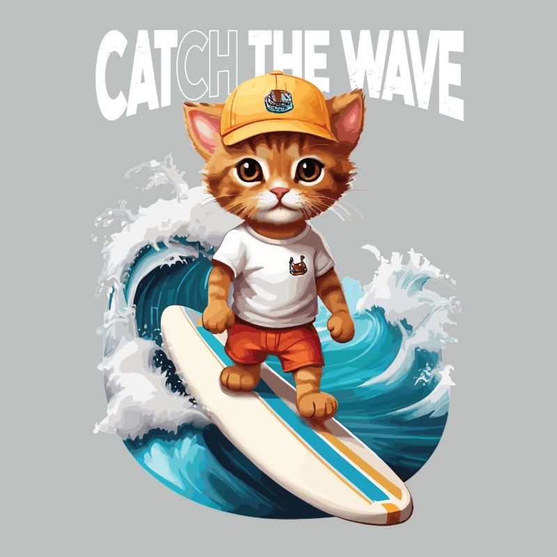 Chat Surfeur Attrape la Vague