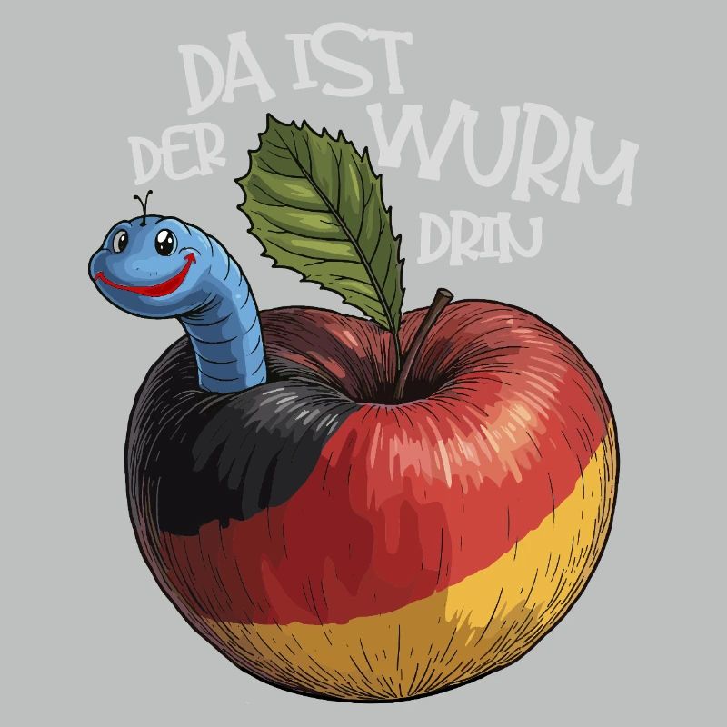 Wurm im Apfel mit Spruch