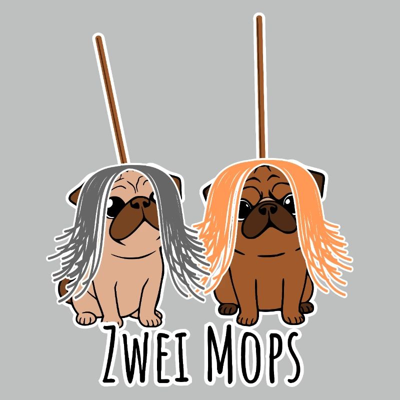 Zwei Mops - Hunde oder Putzgeräte? Hunde Humor?