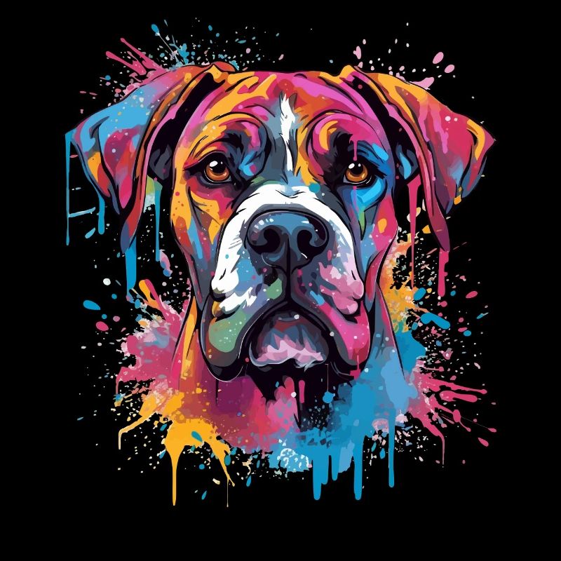 Art éclaboussuré de chien boxer coloré