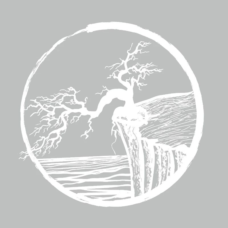 Landschaft mit Baum am Klippenrand