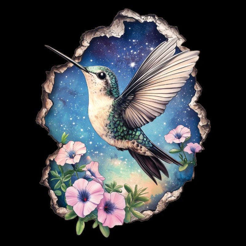 Kolibri mit Blüten
