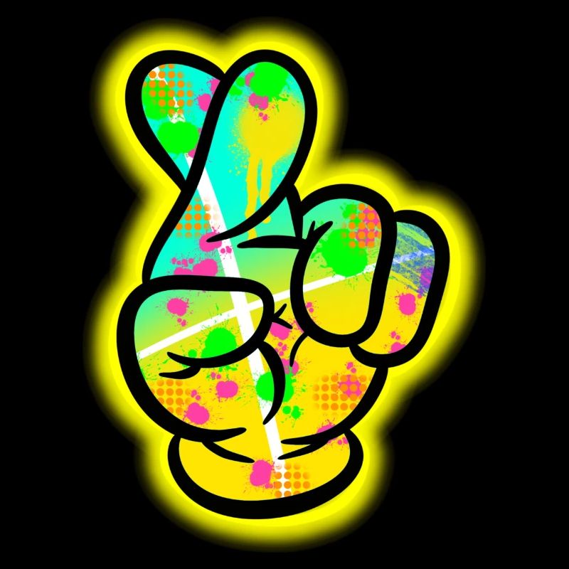 Graffiti main – Signe des doigts croisés.