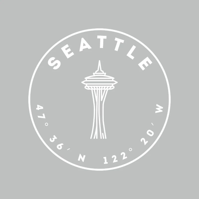 Seattle mit Space Needle und Koordinaten
