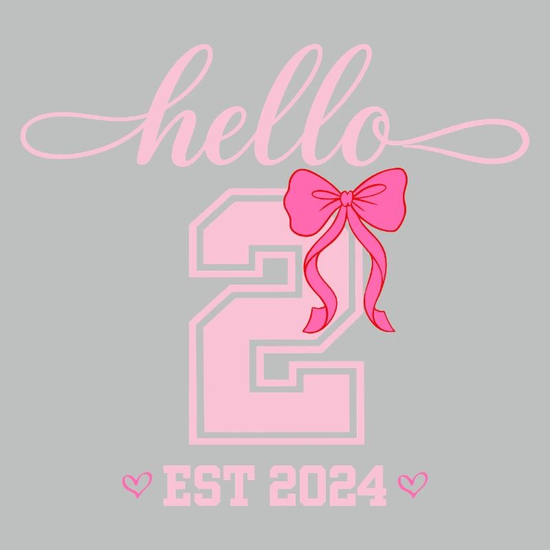 Hello 2 Est 2024 Pink Bow Design