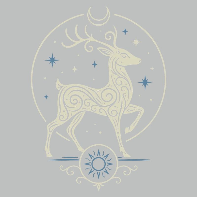 Celtic Yule Deer with Sun and Moon