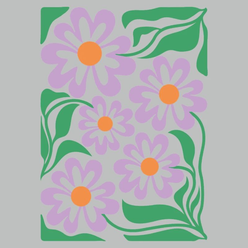 Purple Floral Pattern Boho Flora