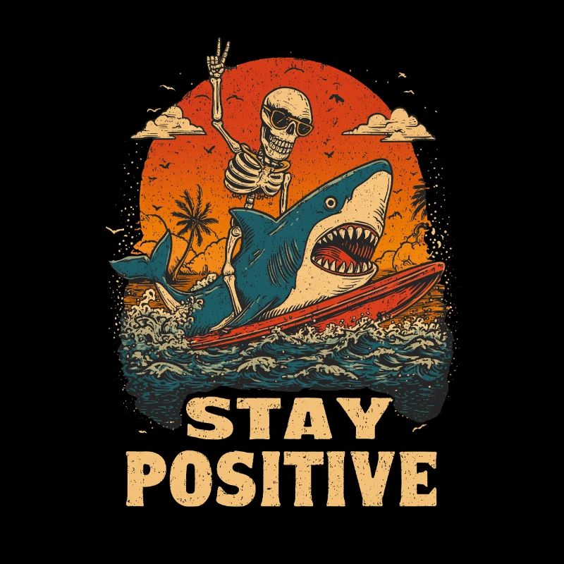 Restez positif Requin squelette des surfs
