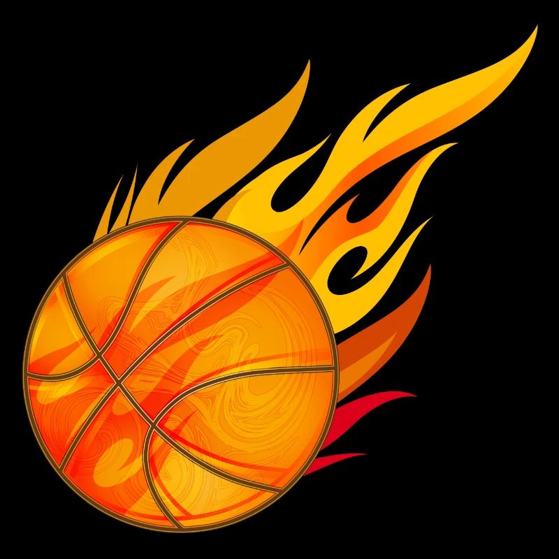 hot glowing basketball on fire