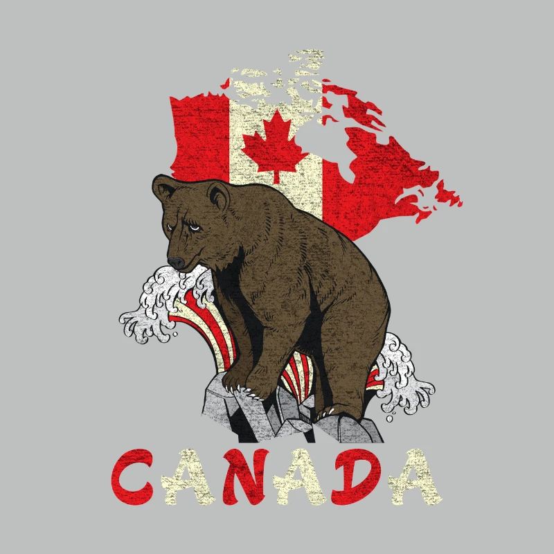 Conception d'ours du Canada avec carte et drapeau