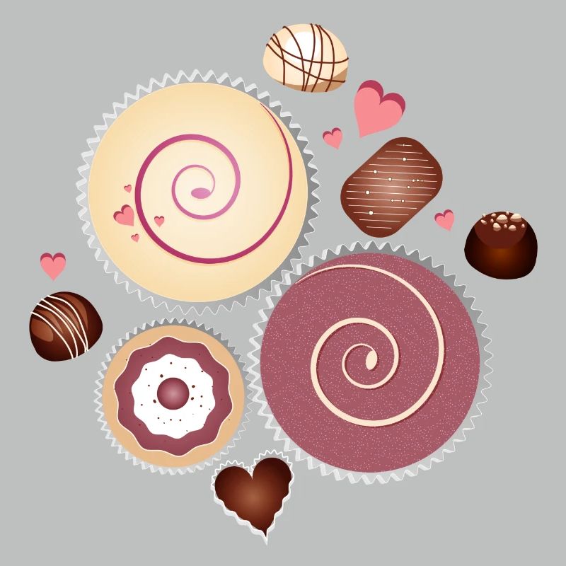 Composition de chocolats nobles aux couleurs délicates