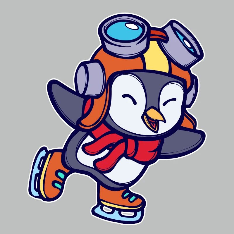 Kalt Cool Süß Vogel Pinguin Tier Eislaufen Eis
