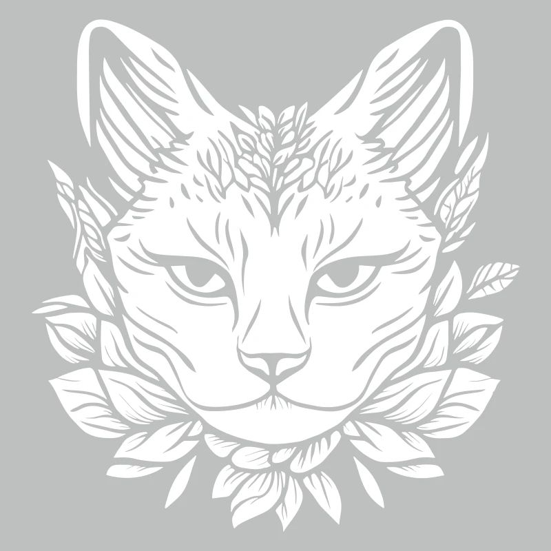 Katzen Kopf mit Blättern Design