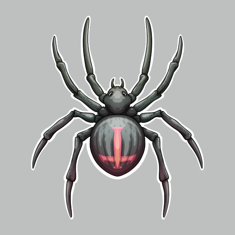 Dunkle Spinne mit rosa Markierungen