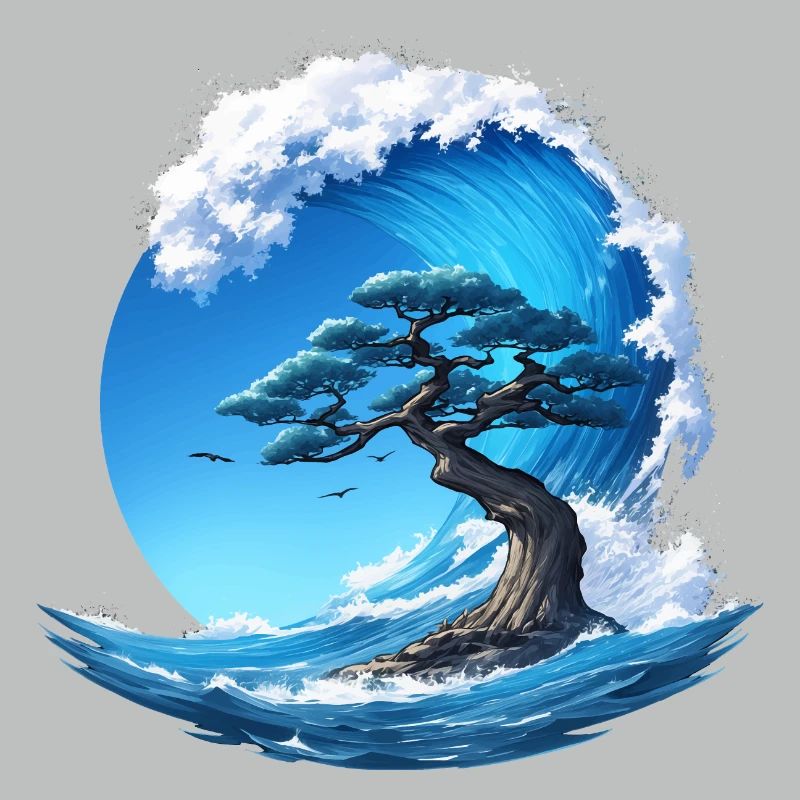 Ein Baum unter einer Welle