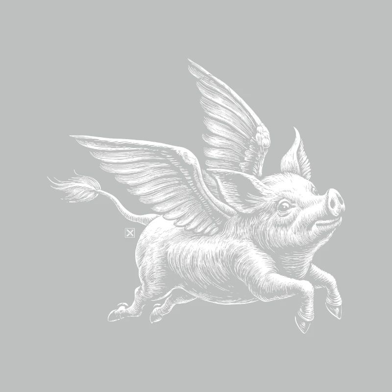 Cochon ailé : illustration rétro