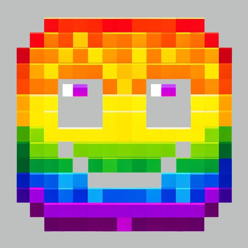 Pixelated Rainbow Smile Face