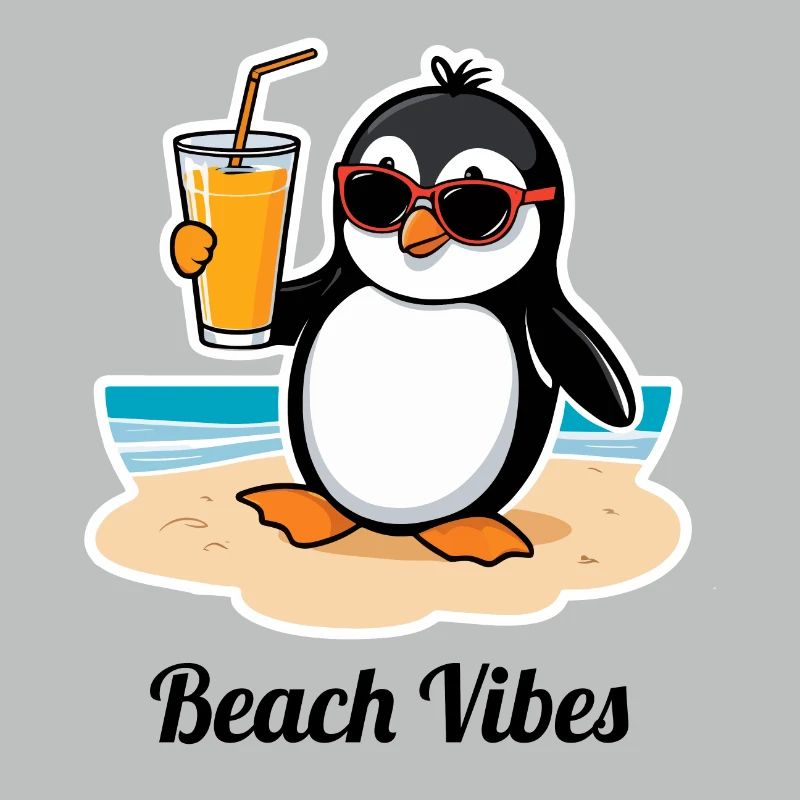 Pingouin de plage décontracté – sentiment de vacances d’été