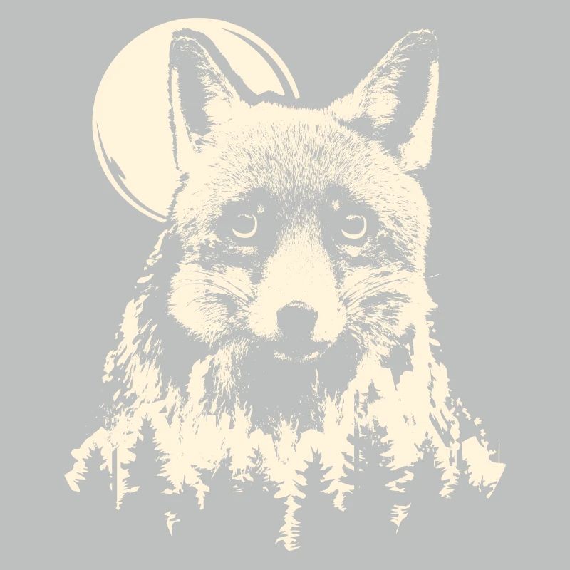Fox Forest Moon Nature Tree Moonlight Animals Symbol