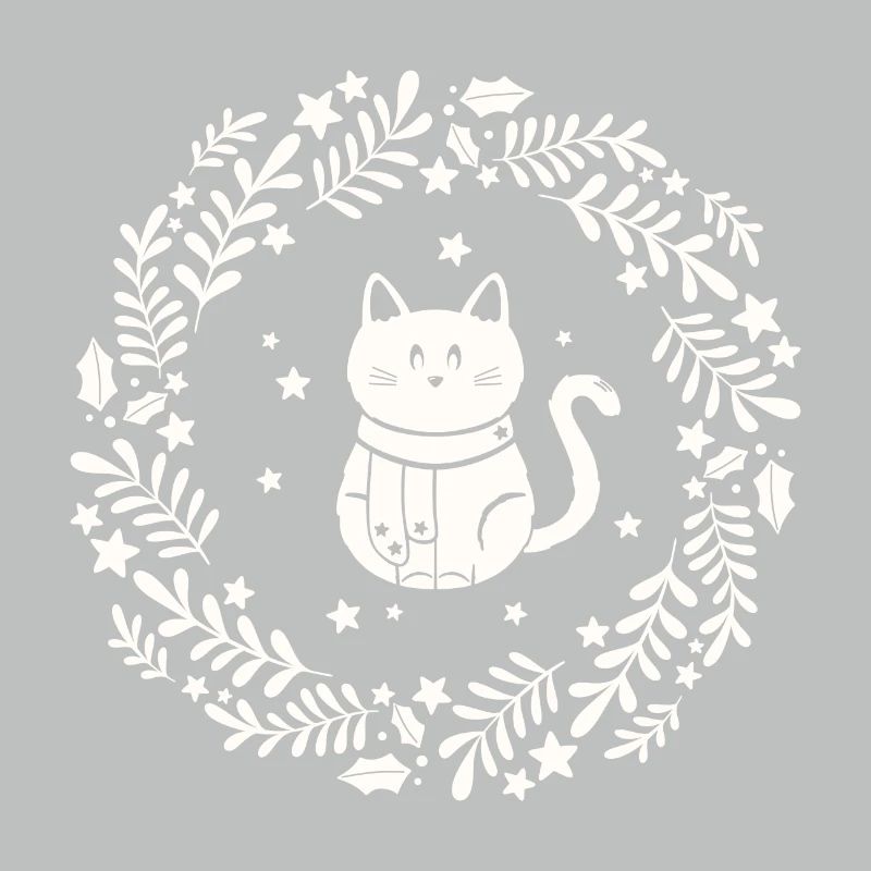 Weihnachtskranz mit süßer Katze