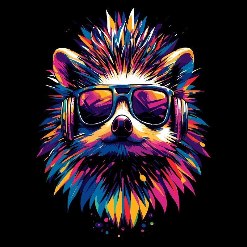 Igel Popart Kopfhörer Sonnenbrille Bunt Süßer Igel