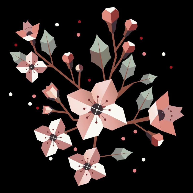 Branche de fleur de cerisier élégante - Splendeur printanière délicate
