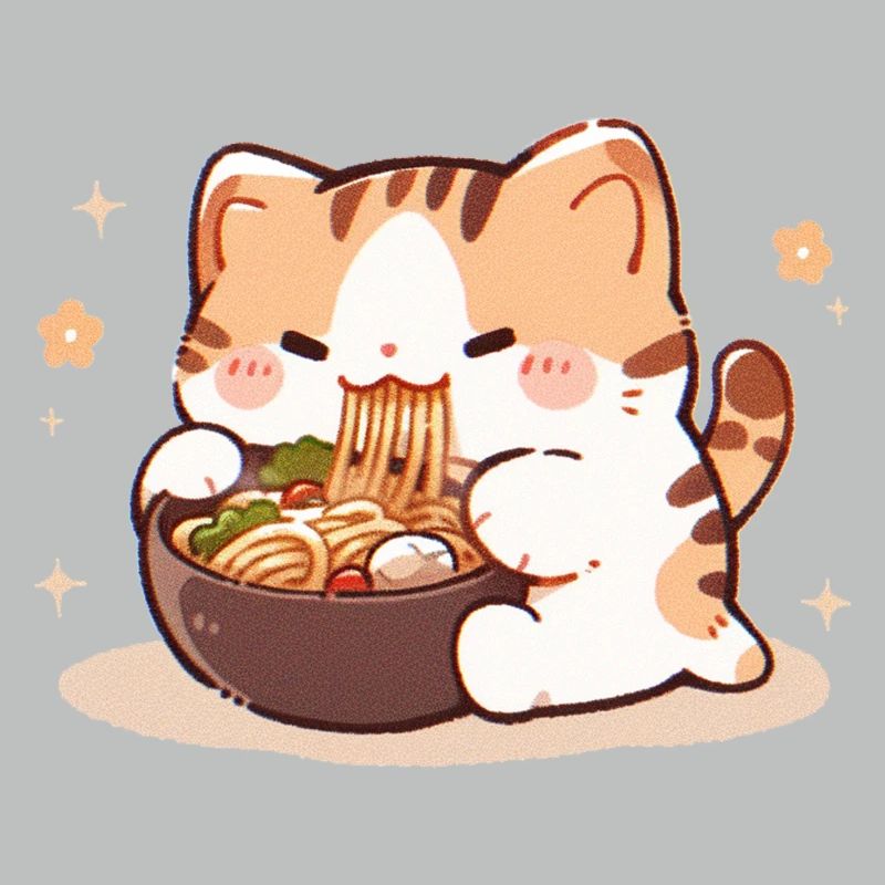 Mème de chat mangeant des spaghettis