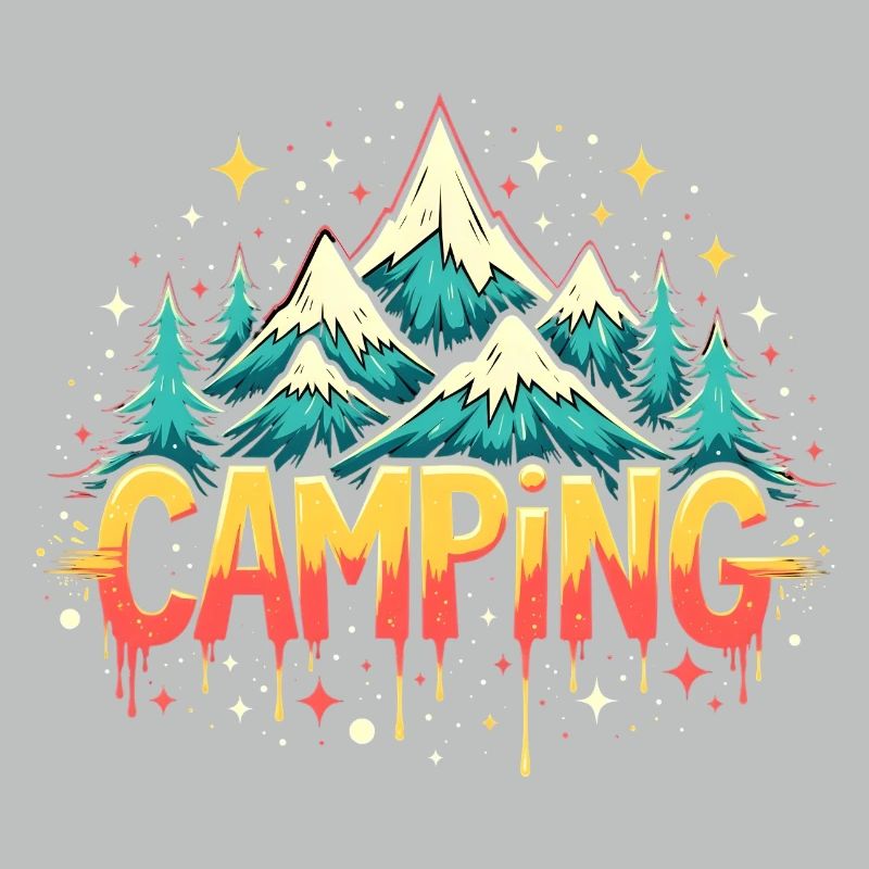 Retro Mountain Camping Lettering