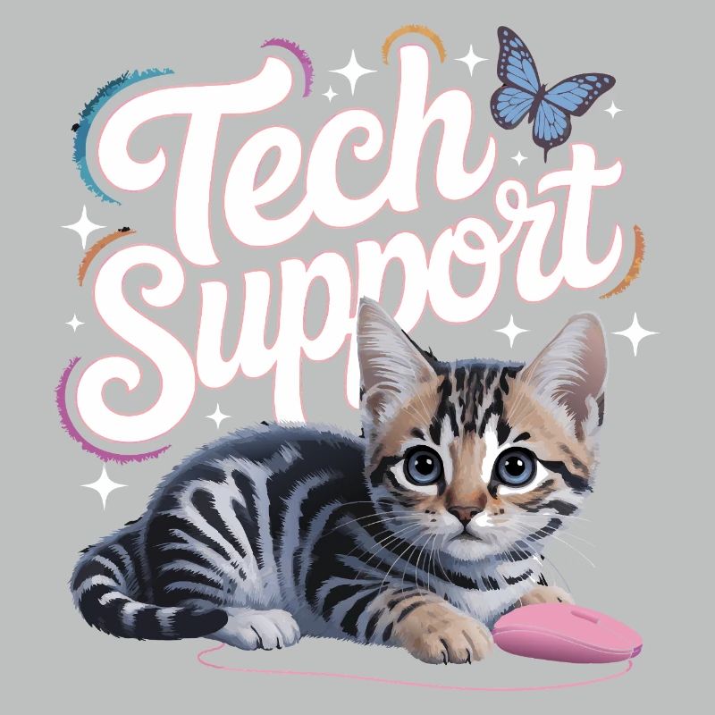 Funny Tech Support Cute Cat Ironic IT